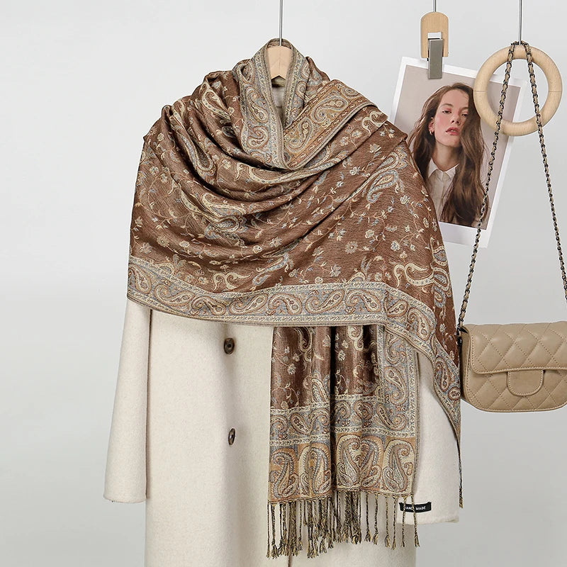 Women's Ethnic Paisley Pattern Large Scarf & Shawl