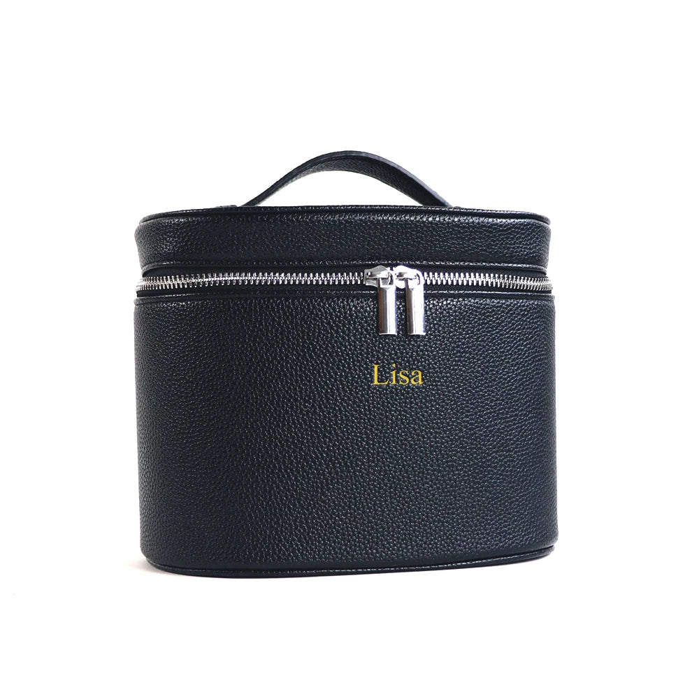 Personalized PU Leather Cosmetic Bag – Custom Name Travel Makeup Case