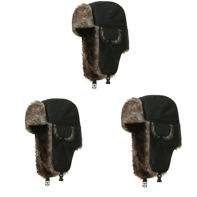 Men's Winter Faux Fur Ushanka Trapper Hat with Ear Flaps