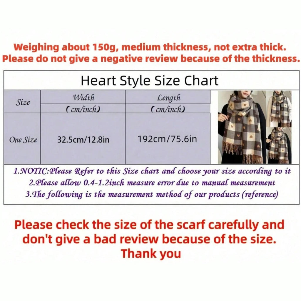Women's Plaid Winter Scarf – Soft Warm Tassel Shawl