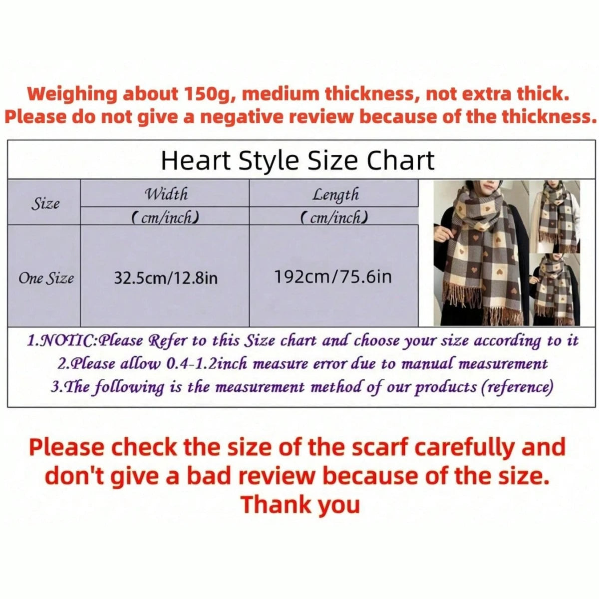 Women's Plaid Winter Scarf – Soft Warm Tassel Shawl
