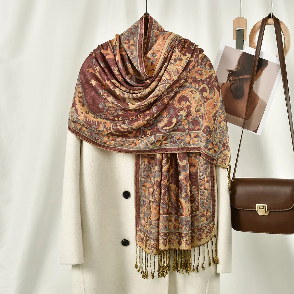 Women's Ethnic Paisley Pattern Large Scarf & Shawl