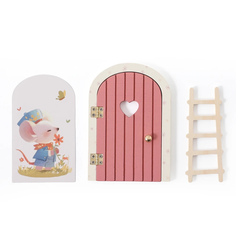 Mini Wooden Fairy Elf Door – Christmas Dollhouse Decoration