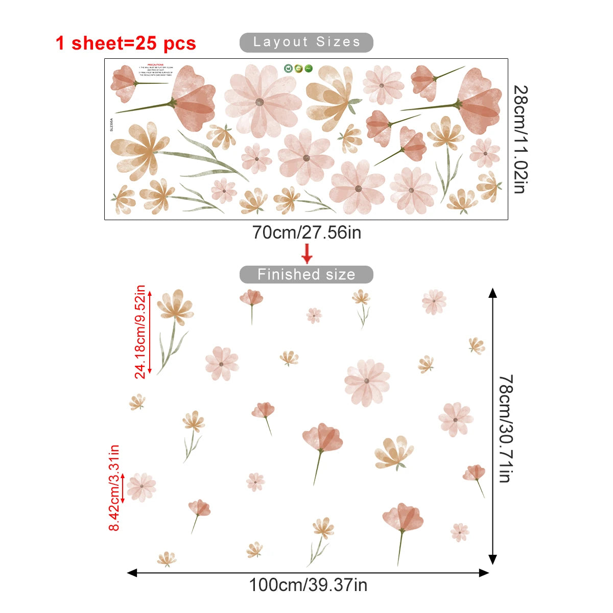 Boho Watercolor Floral Wall Stickers for Home Decor