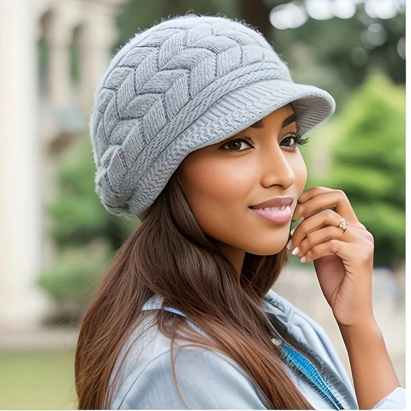 Women's Warm Knitted Winter Hat – Retro Casual Knit Cap
