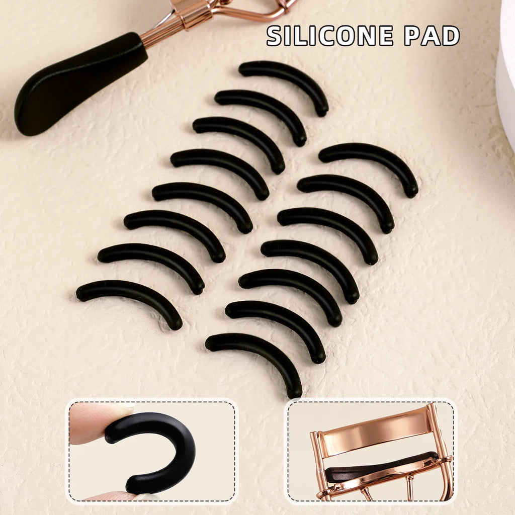 Portable Eyelash Curler with 15 Silicone Replacement Pads