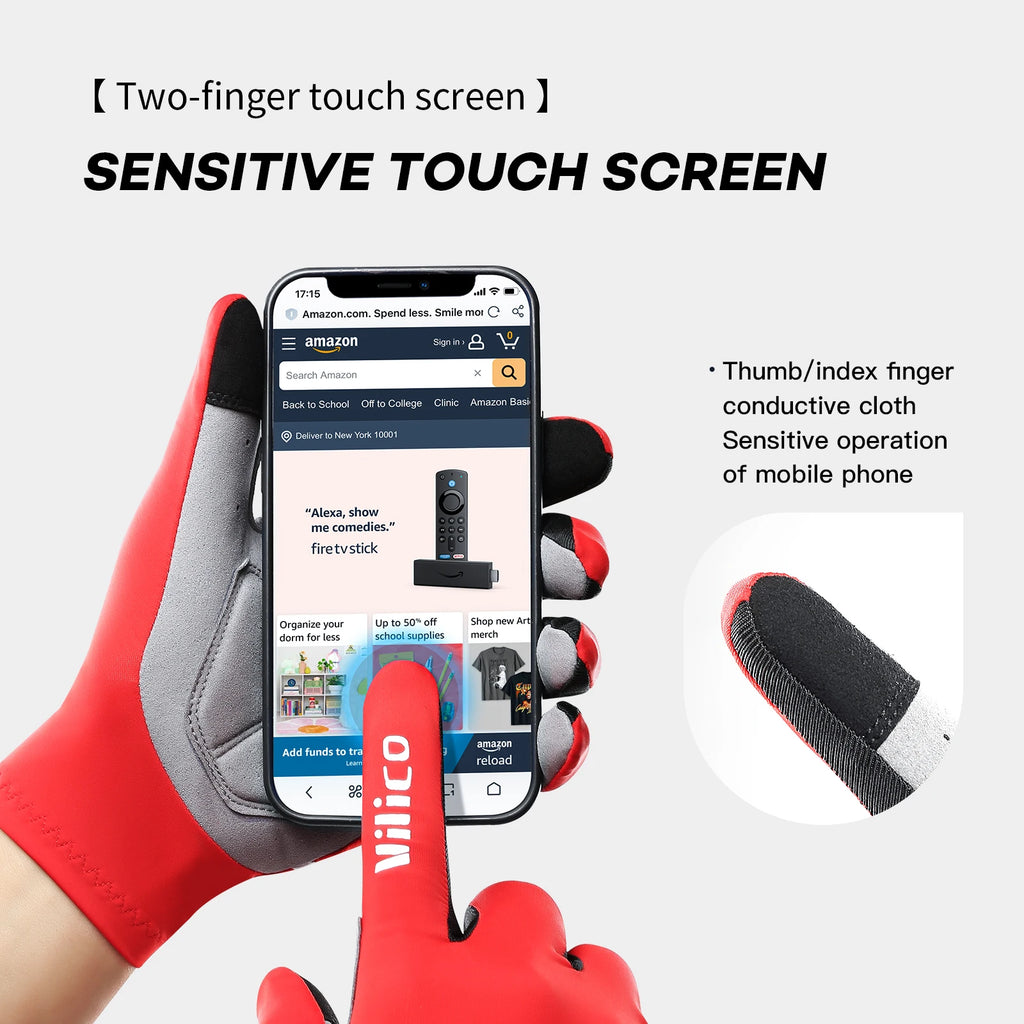 Touchscreen Full Finger Cycling Gloves – Lightweight Outdoor Sports Gloves