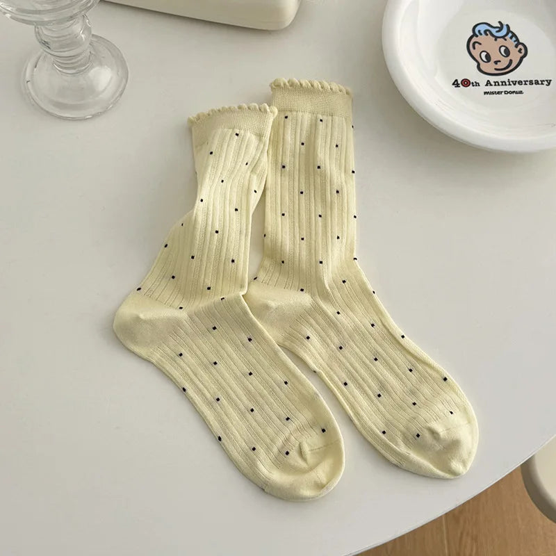 Women's Polka Dot Cotton Crew Socks – Soft Casual Everyday Socks