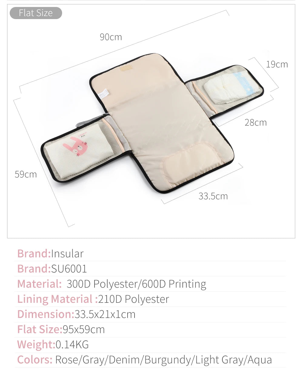 2-in-1 Portable Baby Changing Mat – Waterproof Foldable Diaper Changing Pad