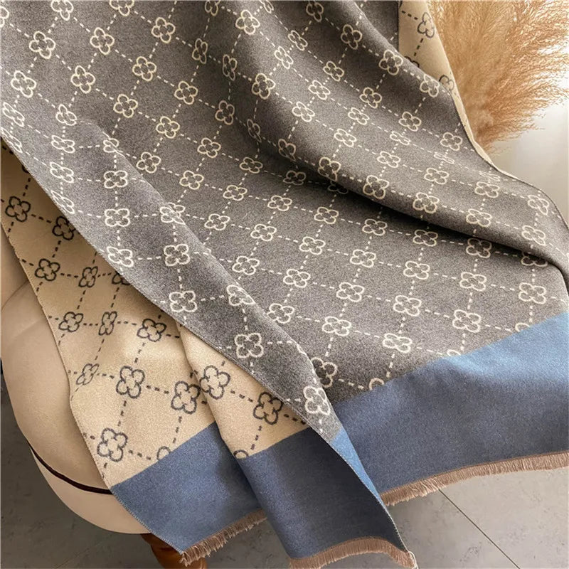 Women's Warm Patterned Poncho Shawl & Wrap