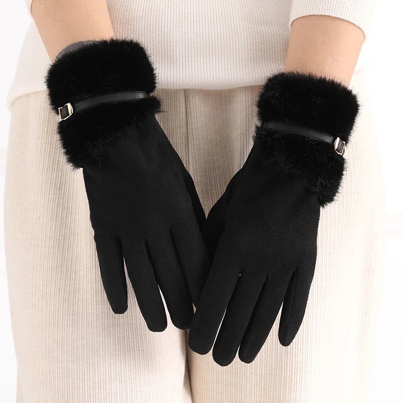 Women's Fleece-Lined Winter Gloves – Warm Windproof Touchscreen Gloves