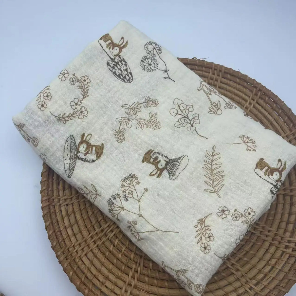 Cotton Muslin Baby Swaddle Blanket – Soft Floral Print Receiving Wrap