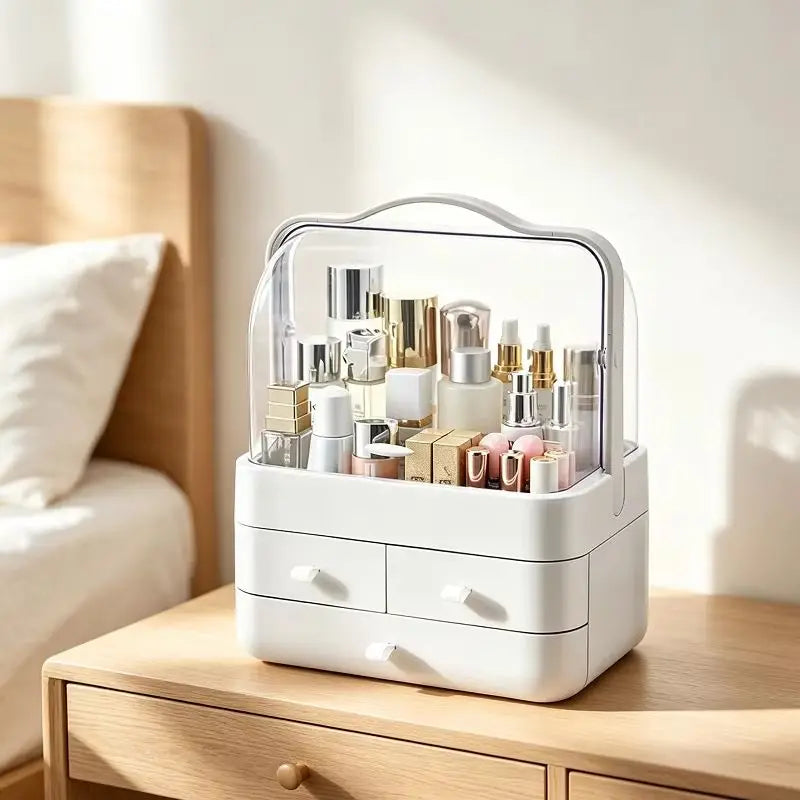 Dust-Proof Makeup Organizer with 3 Drawers