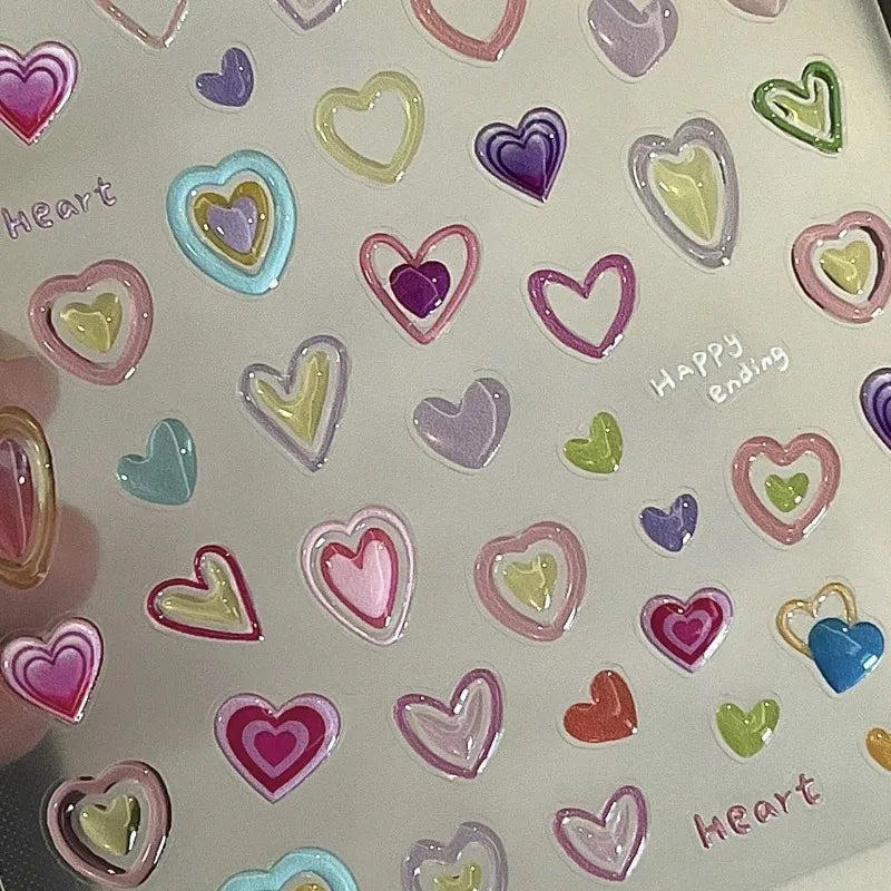 Colorful Jelly Heart Stickers – Cute 3D Scrapbook & Journal Decor