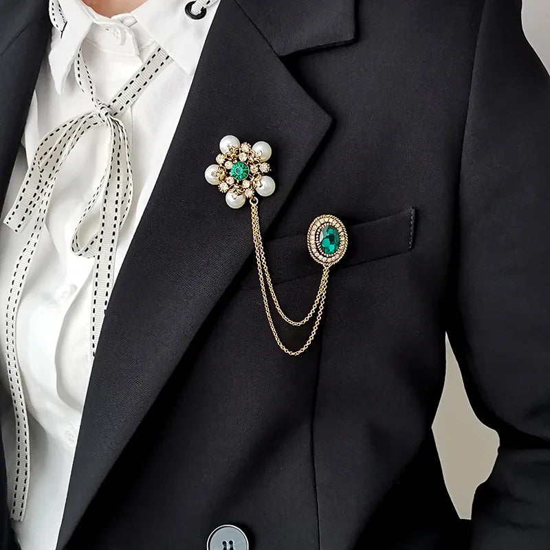 Women's Elegant Tassel Brooch with Pearl-Style Accents