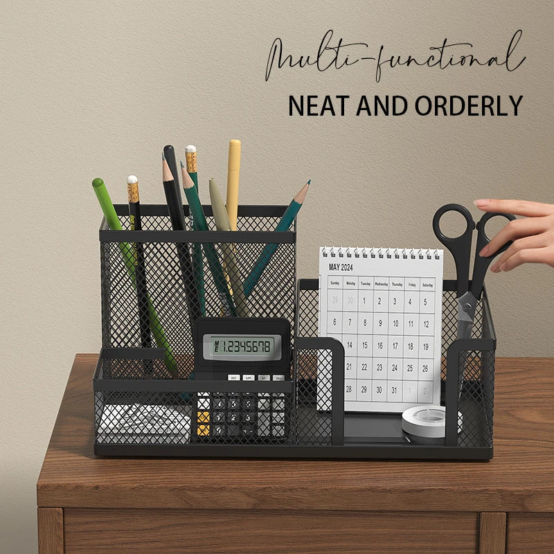 Mesh Desk Organizer – Multi-Compartment Office Supply Caddy