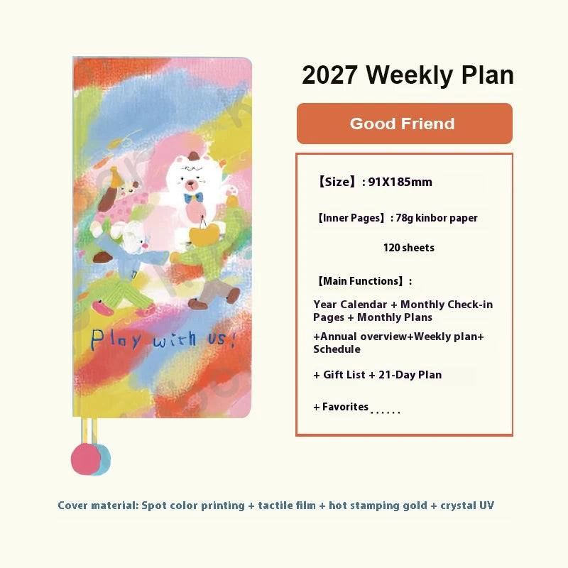 2027 Weekly Planner Notebook – Cute A5 Daily Agenda & Organizer