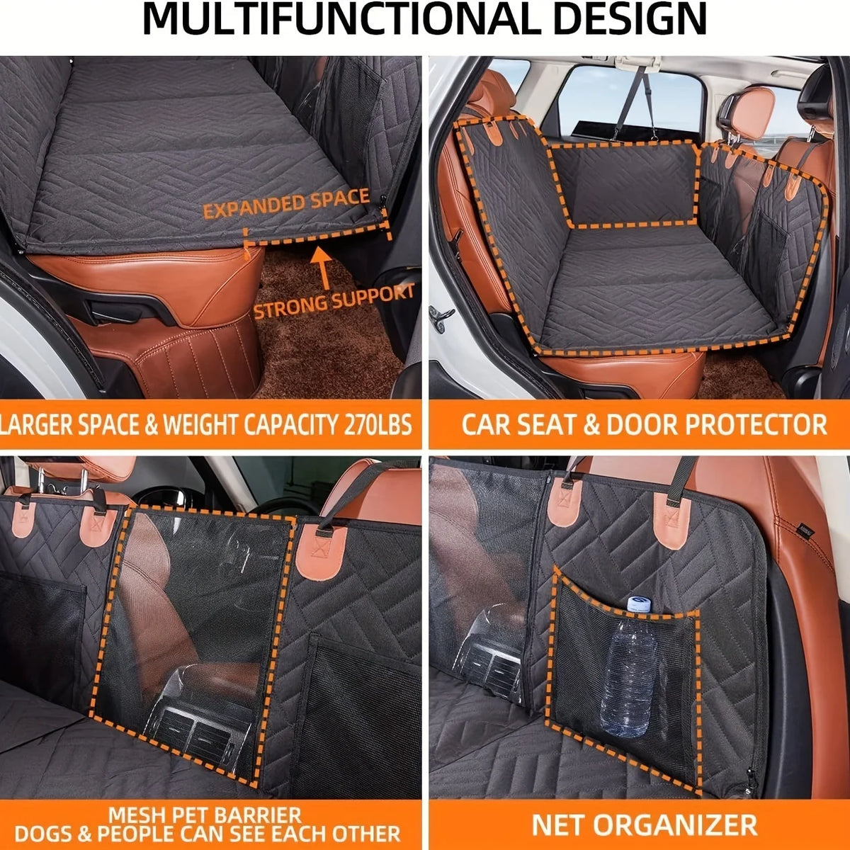 Waterproof Dog Car Back Seat Hammock Cover