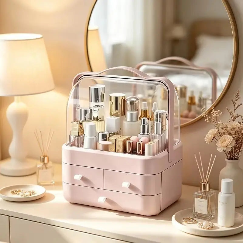 Dust-Proof Makeup Organizer with 3 Drawers