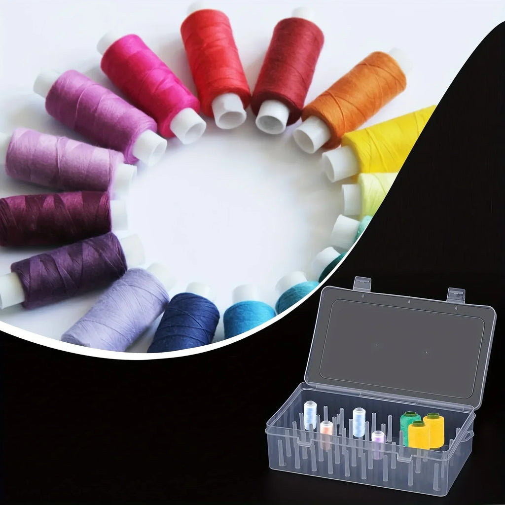 42-Slot Sewing Thread Storage Box – Clear Craft Organizer Case