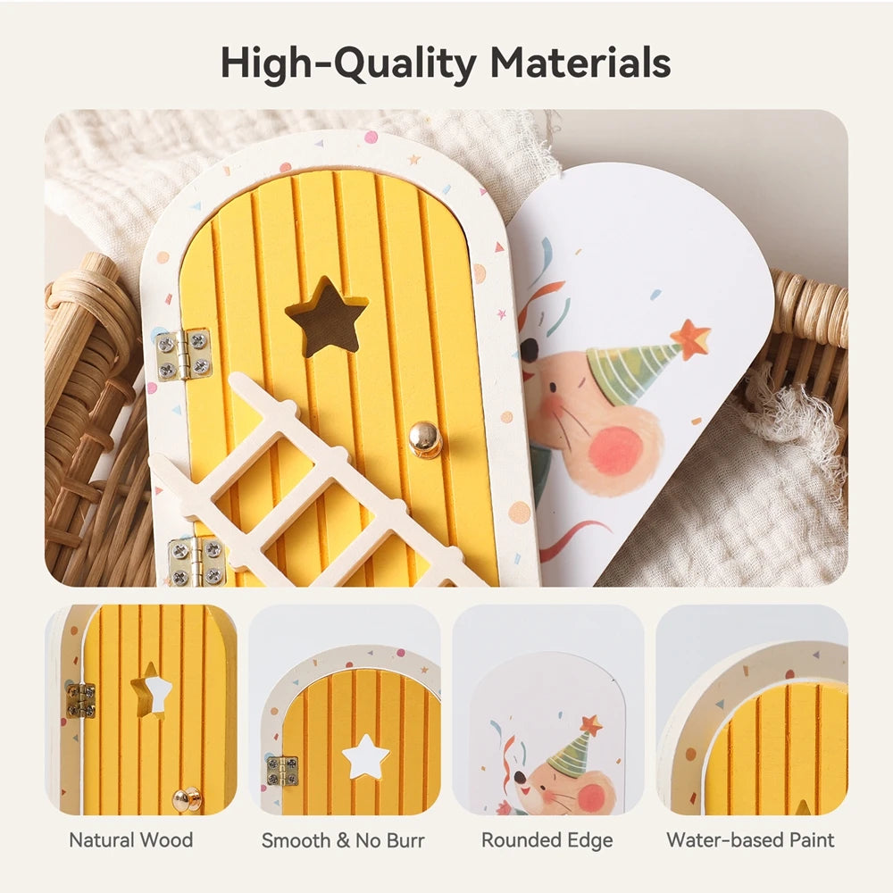 Mini Wooden Fairy Elf Door – Christmas Dollhouse Decoration