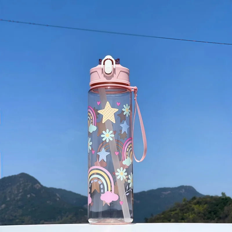 750ml Kids Water Bottle with Straw & Silicone Sleeve