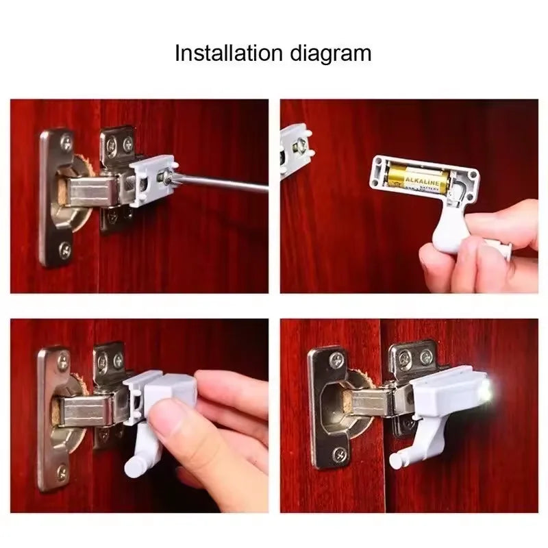 10-Pack Cabinet Hinge LED Lights for Cupboards & Closets
