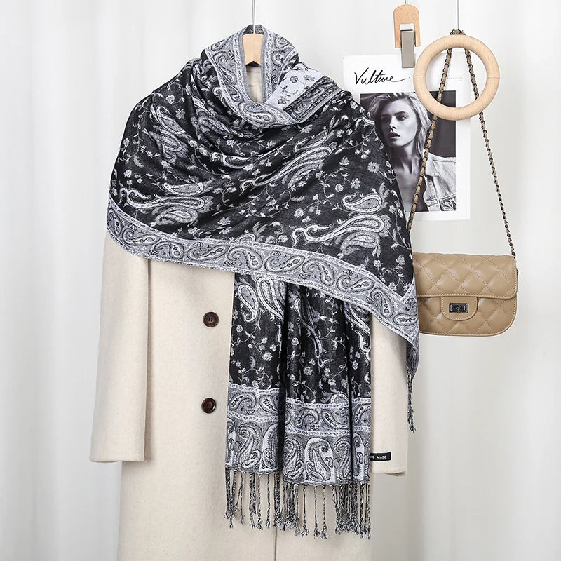 Women's Ethnic Paisley Pattern Large Scarf & Shawl