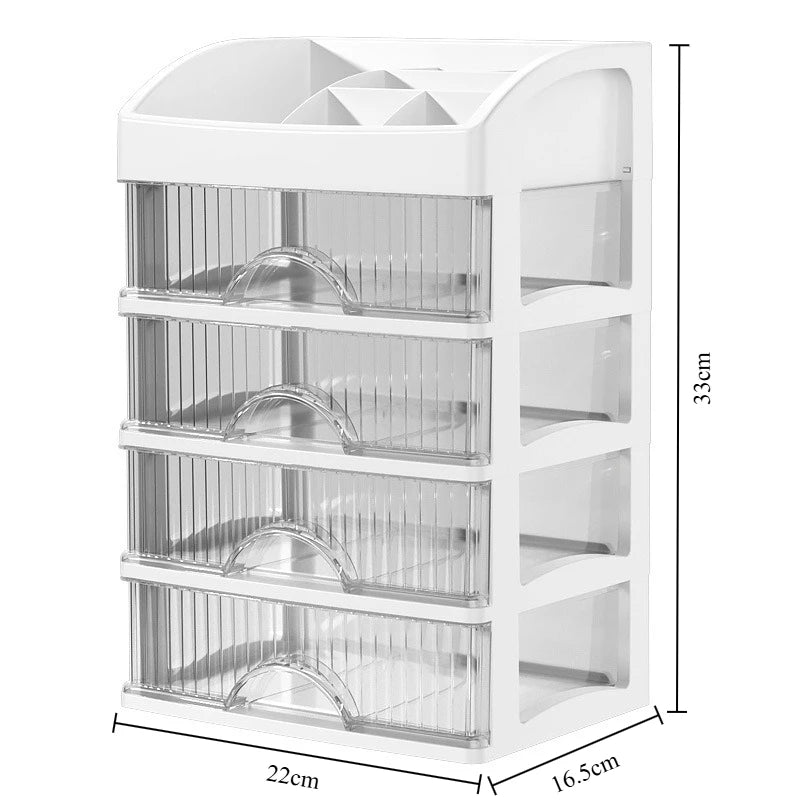 Multi-Layer Drawer Makeup Organizer with Transparent Storage
