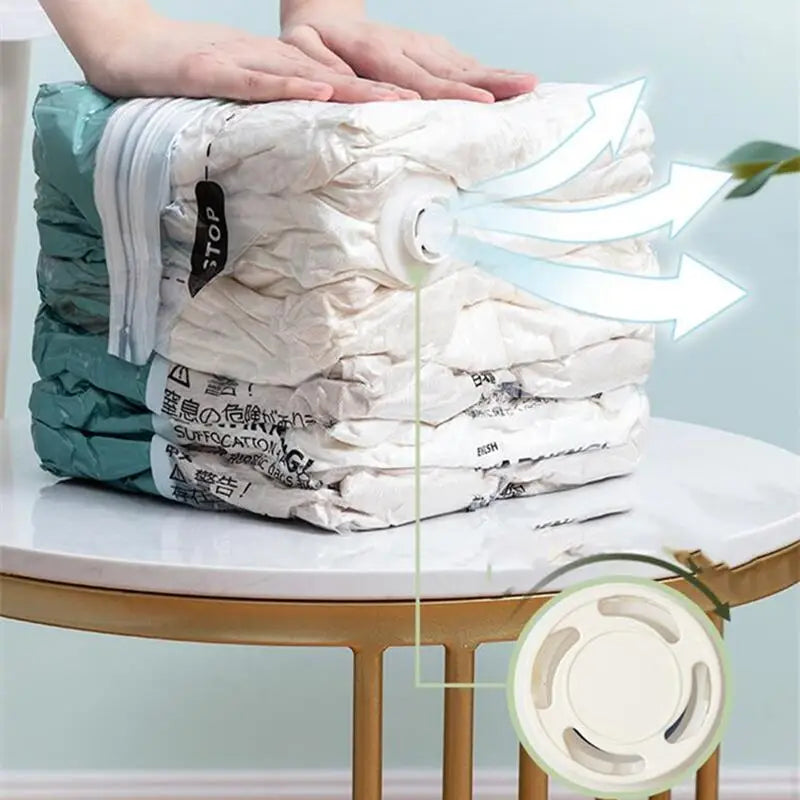 No-Pump Vacuum Storage Bags – Space-Saving Clothes & Bedding Organizer