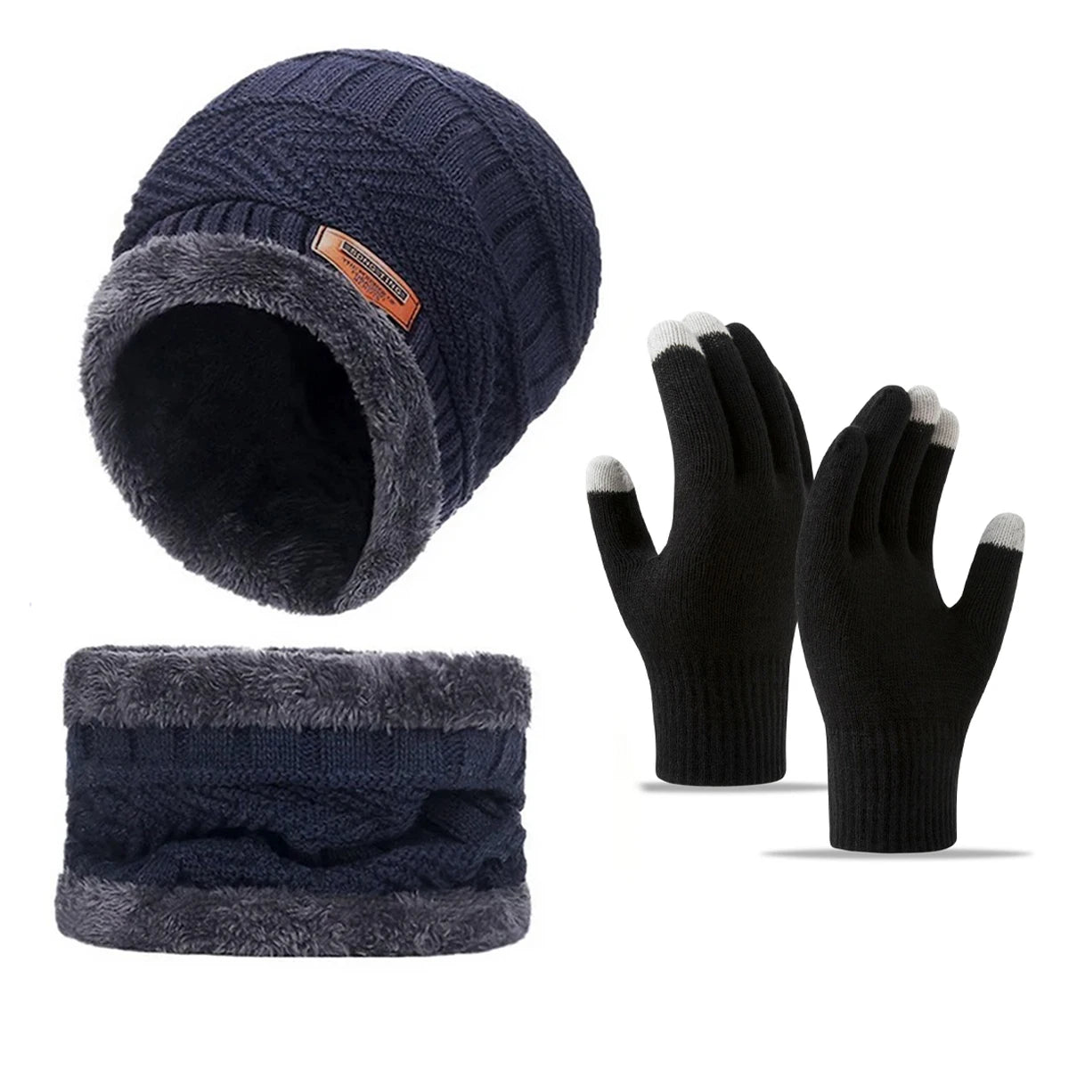 Unisex 3-Piece Winter Hat, Neck Warmer & Gloves Set
