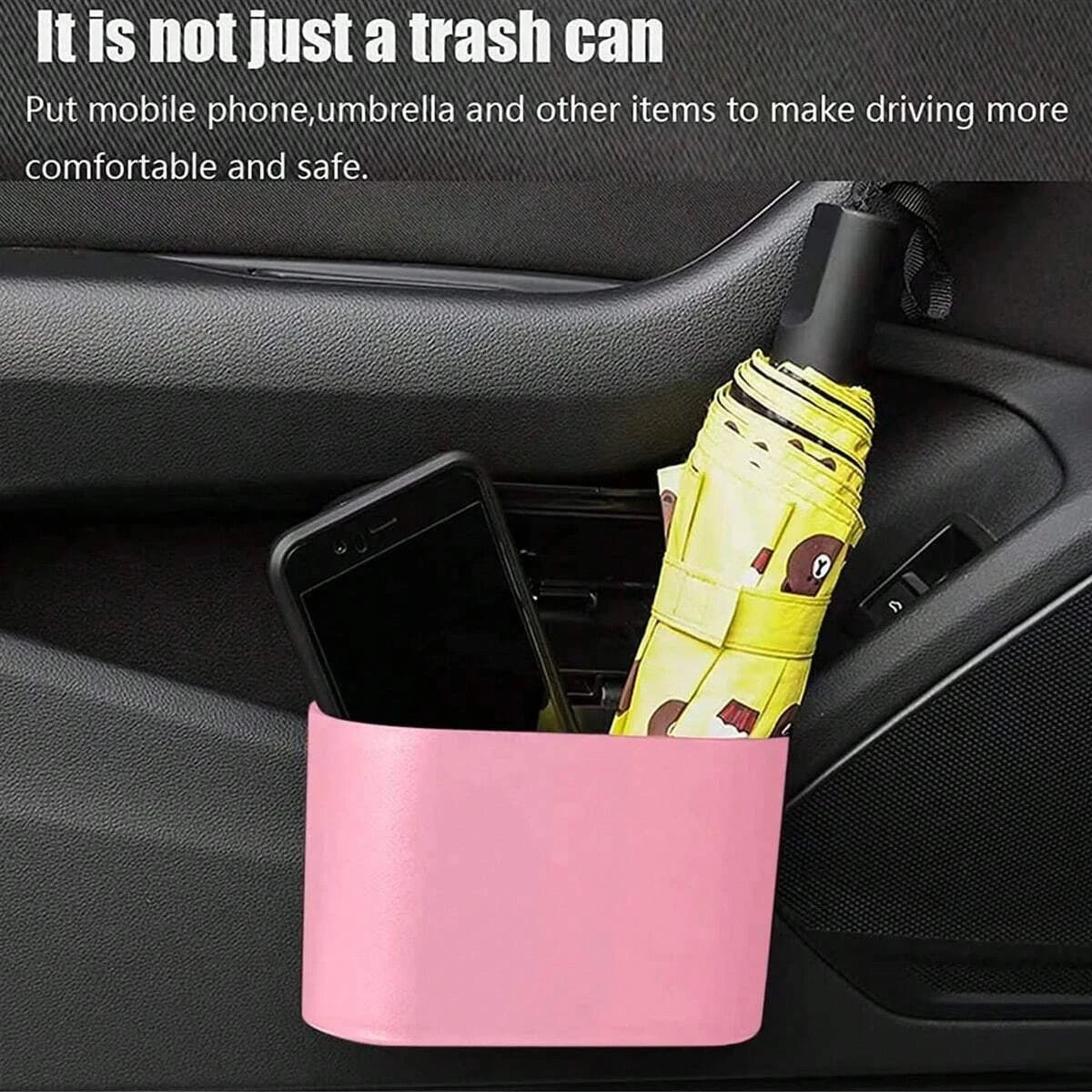 Mini Car Trash Can with Lid – Portable Car Waste Bin & Bag Set