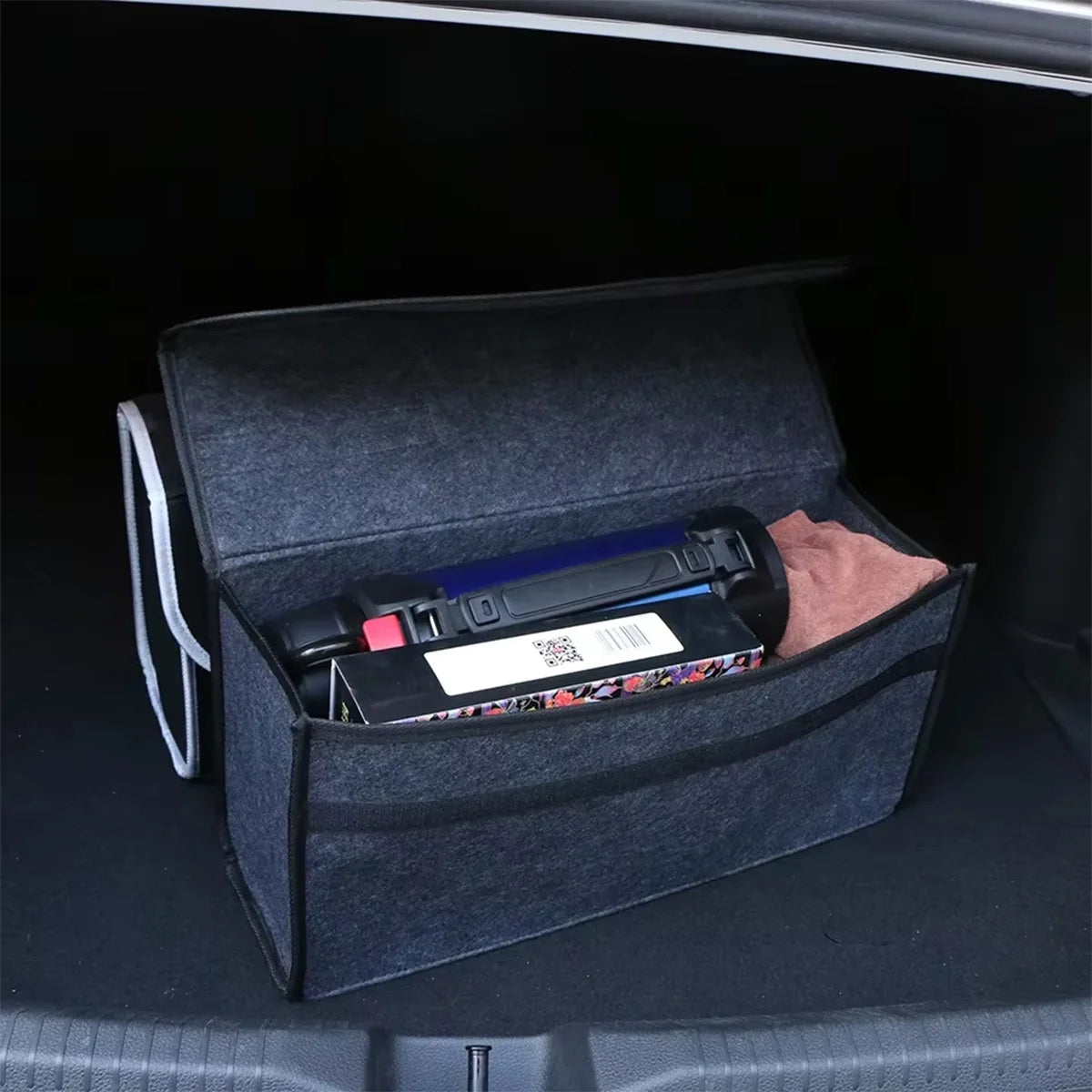 Car Trunk Felt Storage Box – Foldable Vehicle Organizer Bag