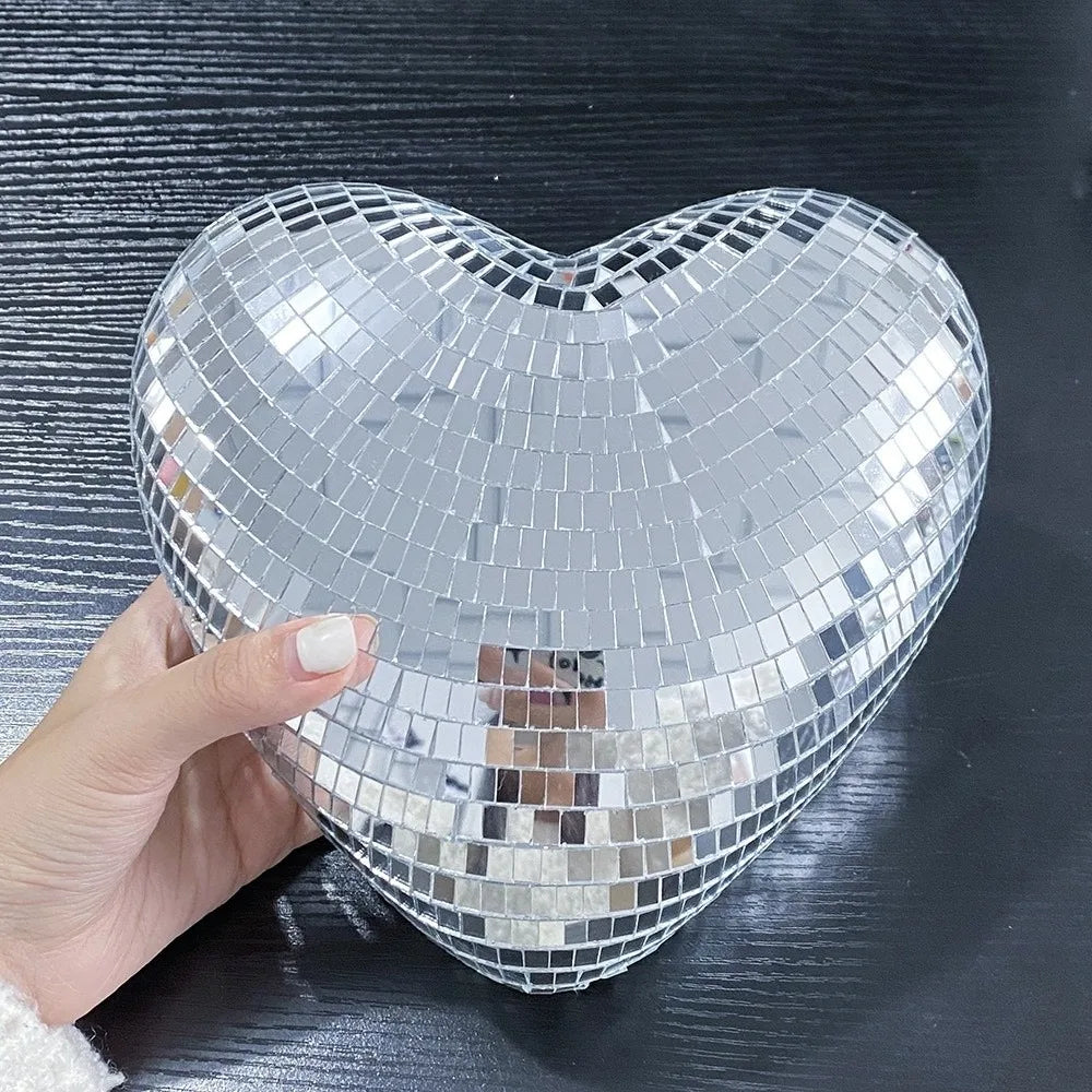 Heart-Shaped Mirror Disco Ball – Reflective Hanging Party Decor