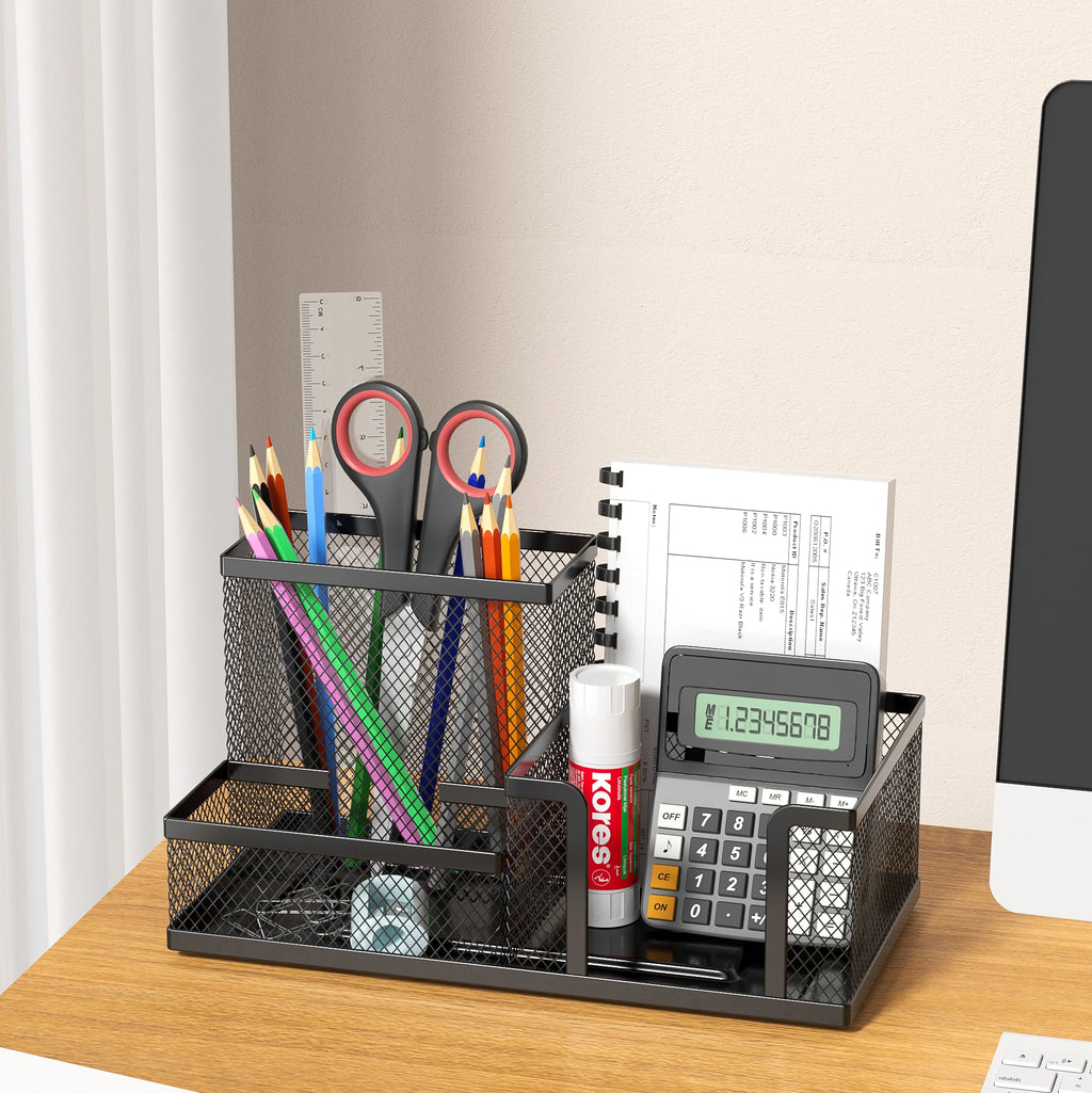 Mesh Desk Organizer – Multi-Compartment Office Supply Caddy