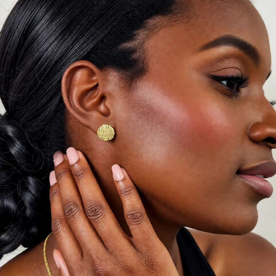 Unisex Gold-Tone Round Stud Earrings