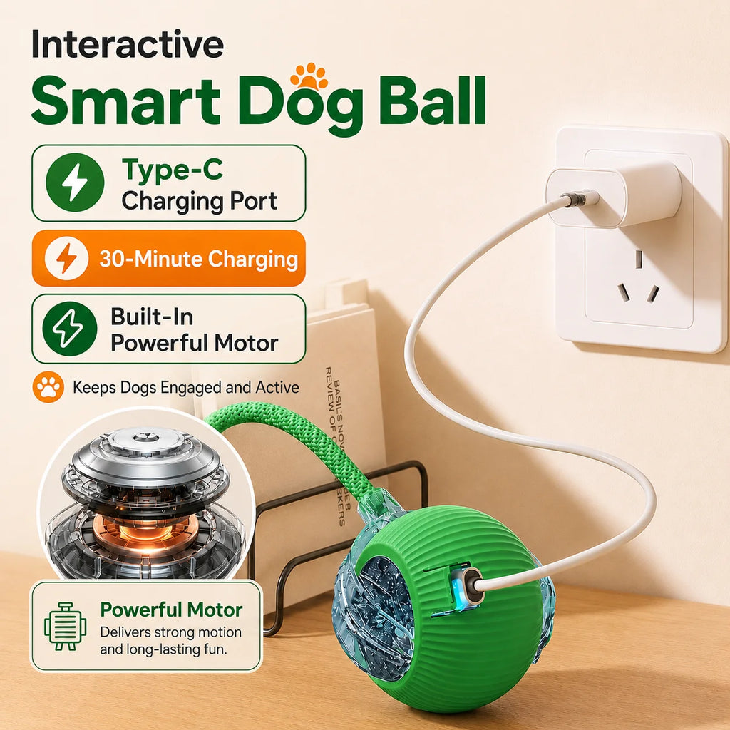 Rechargeable Automatic Rolling Interactive Dog Ball