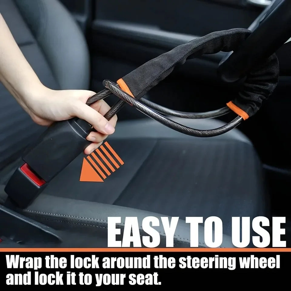 Adjustable Steel Cable Steering Wheel Lock