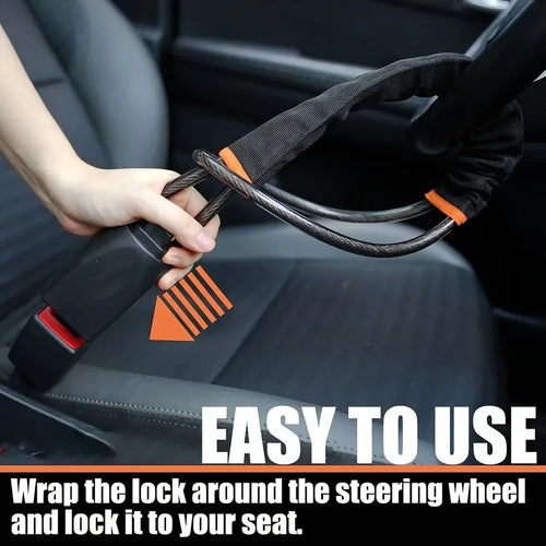 Adjustable Steel Cable Steering Wheel Lock