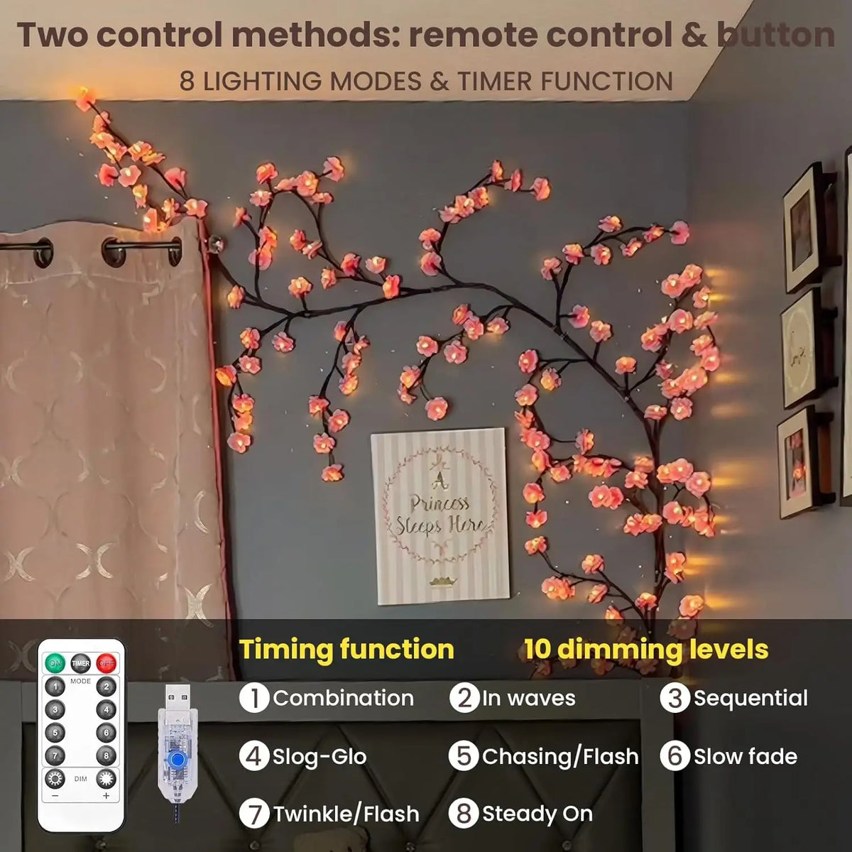 Cherry Blossom LED Branch Lights – Decorative Wall & Holiday Lighting