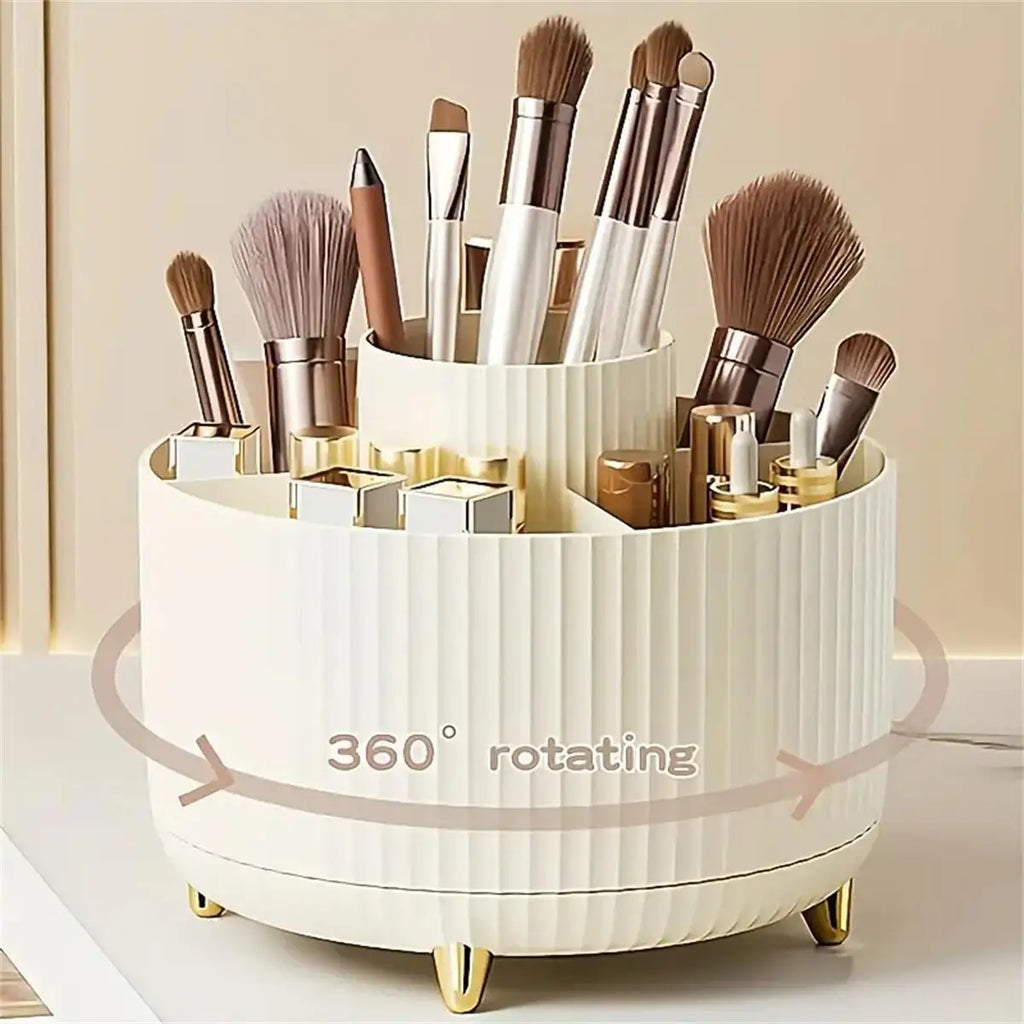 360° Rotating Makeup Organizer with Storage Compartments