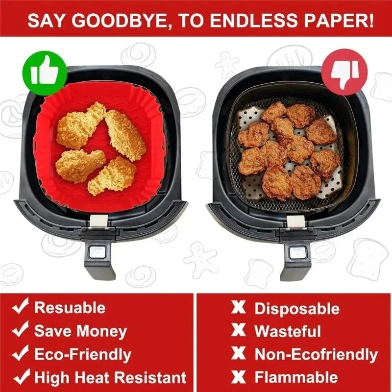 Reusable Silicone Air Fryer Liners – Non-Stick Cooking Basket