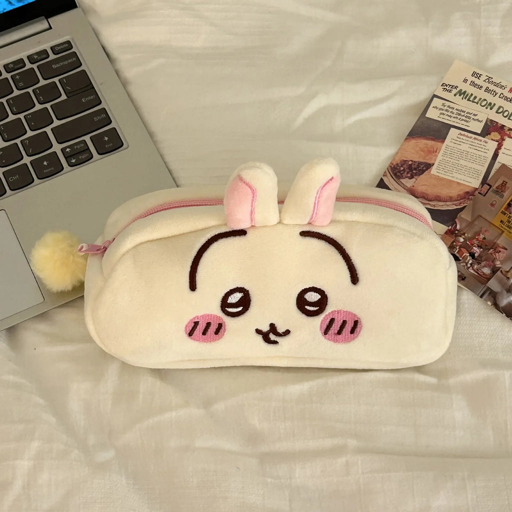 Kawaii Bunny Plush Pencil Case – Cute Soft Pen Bag
