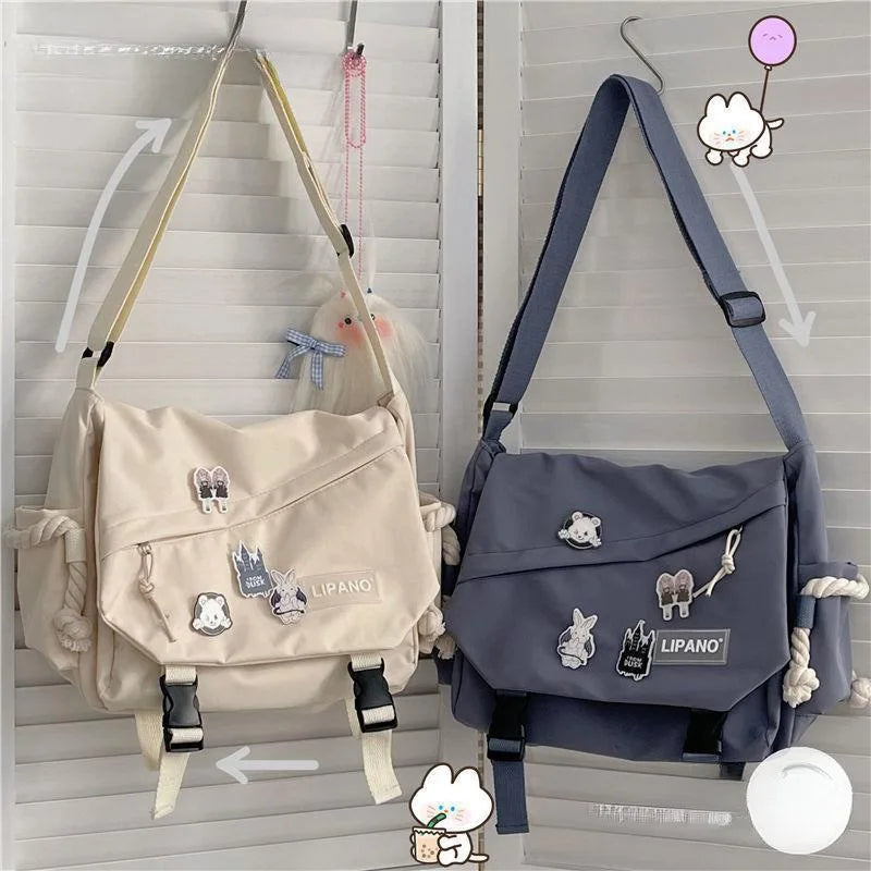 Korean Street Photography Shoulder Bag – Artistic Canvas Messenger Bag