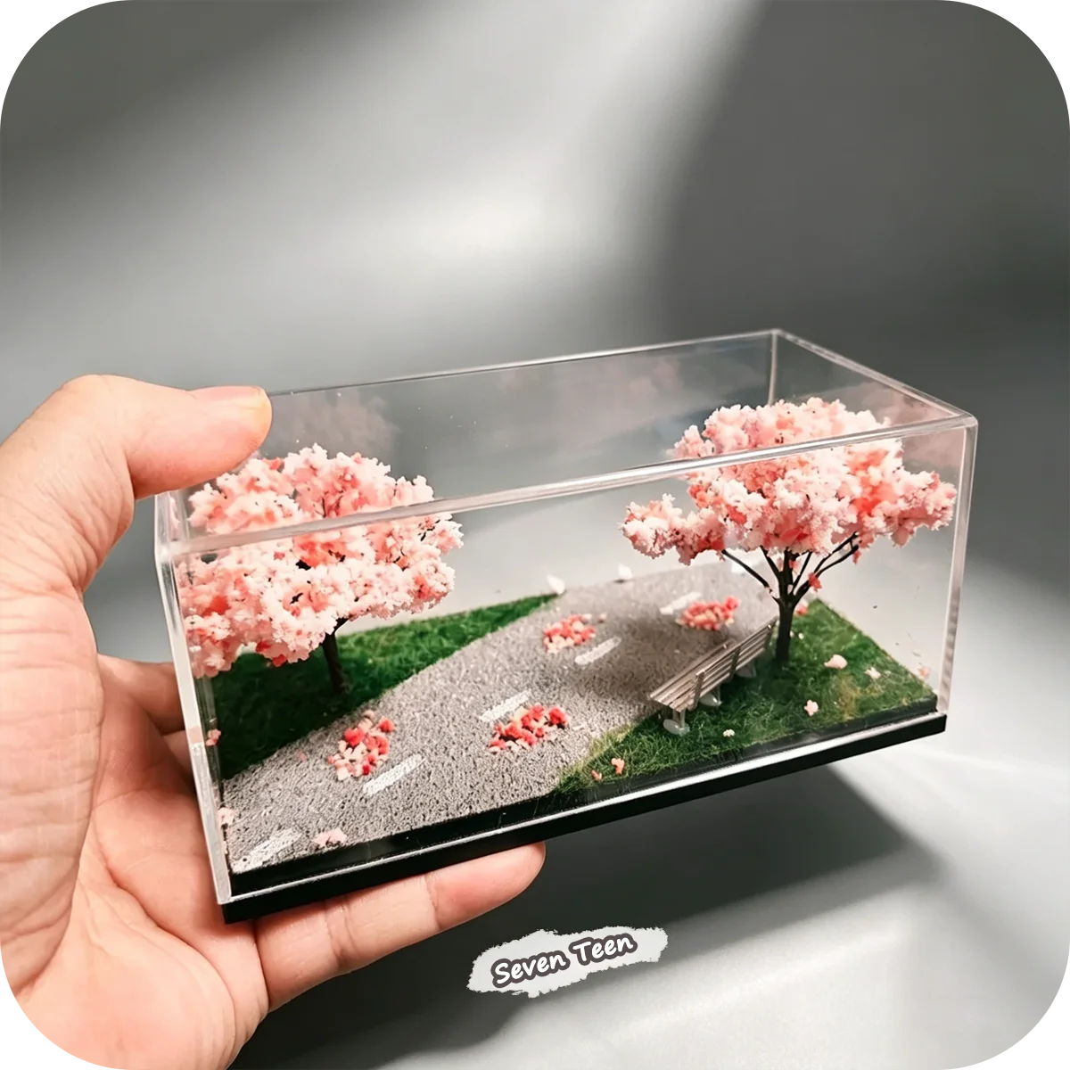 Cherry Blossom Miniature Display Box – Japanese Scene Home Decor
