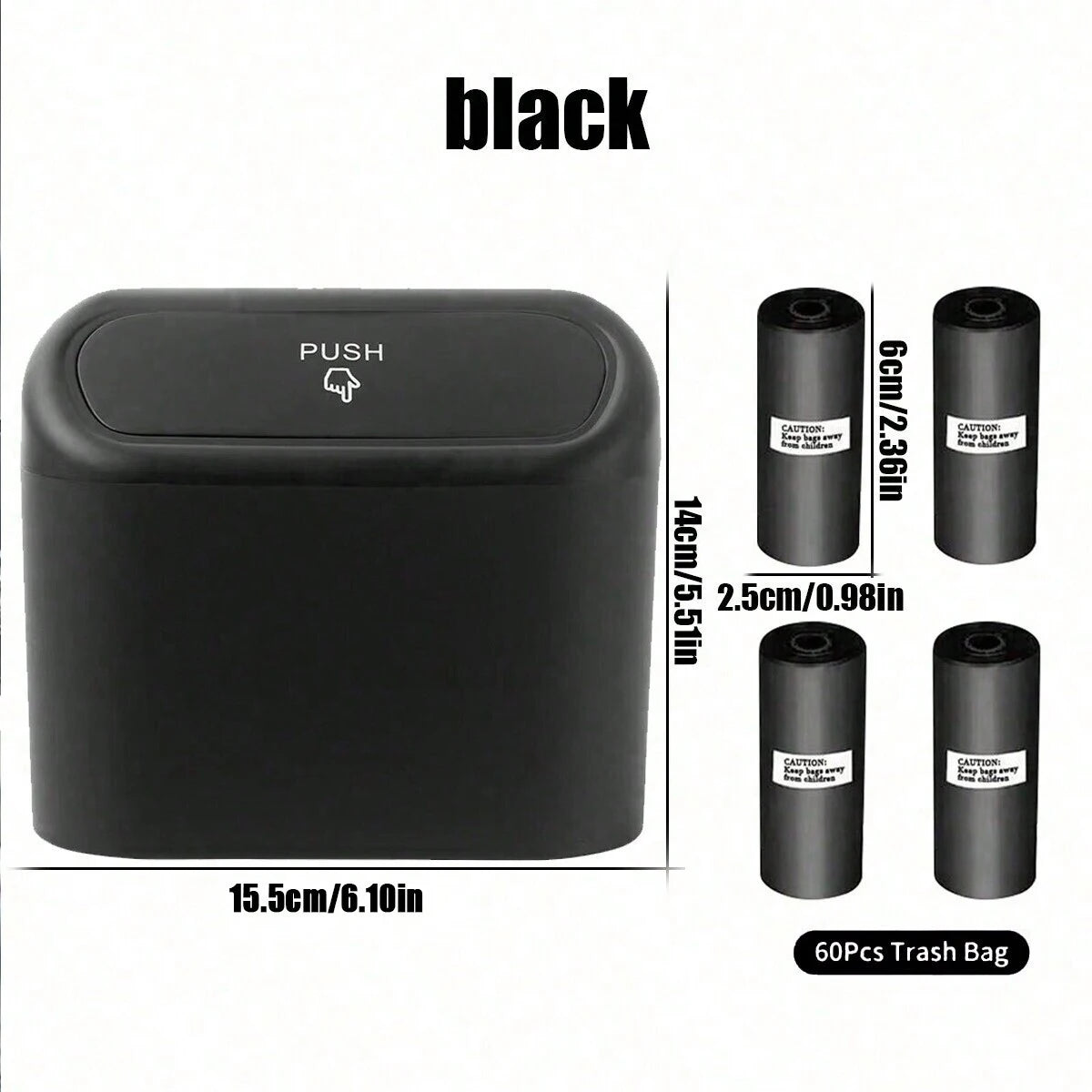 Mini Car Trash Can with Lid – Portable Car Waste Bin & Bag Set