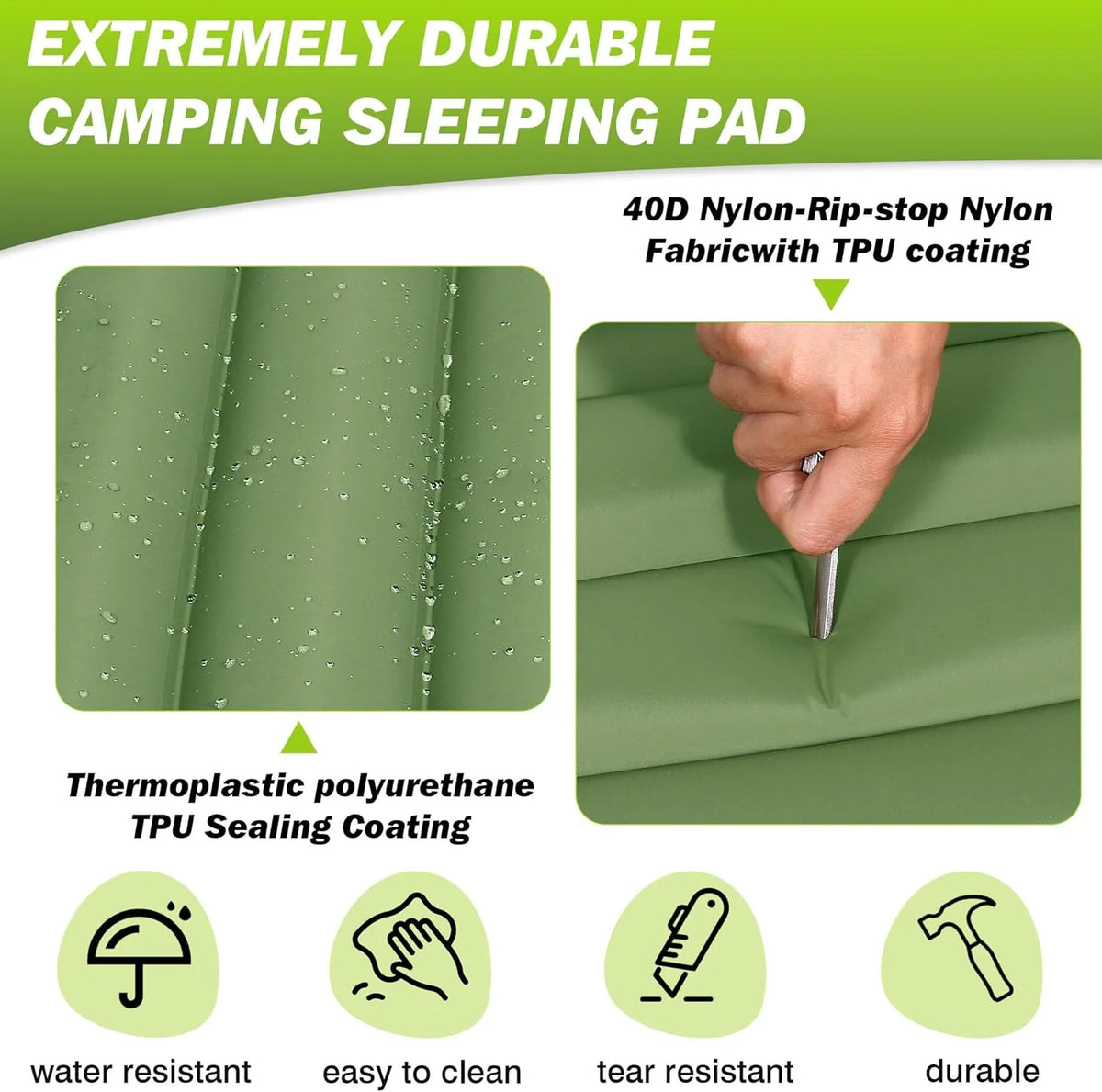 Extra Thick Inflatable Camping Sleeping Pad – Outdoor Air Mattress