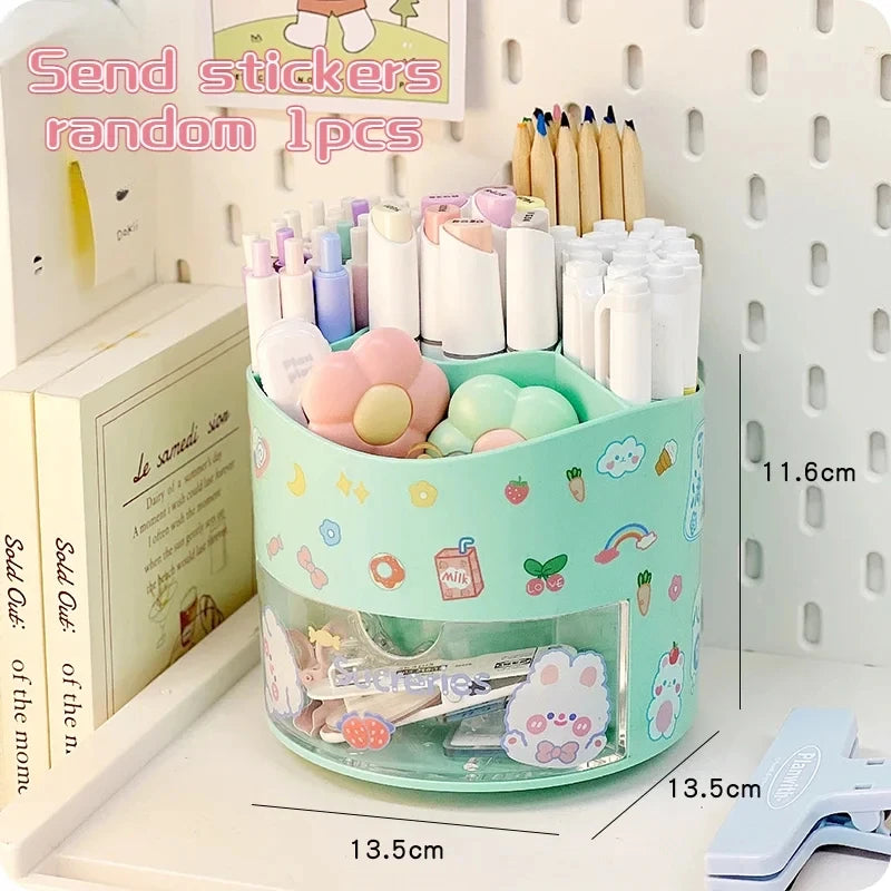 Rotating Pen Holder & Desktop Organizer – Cute Stationery Storage