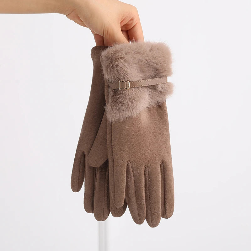 Women's Fleece-Lined Winter Gloves – Warm Windproof Touchscreen Gloves