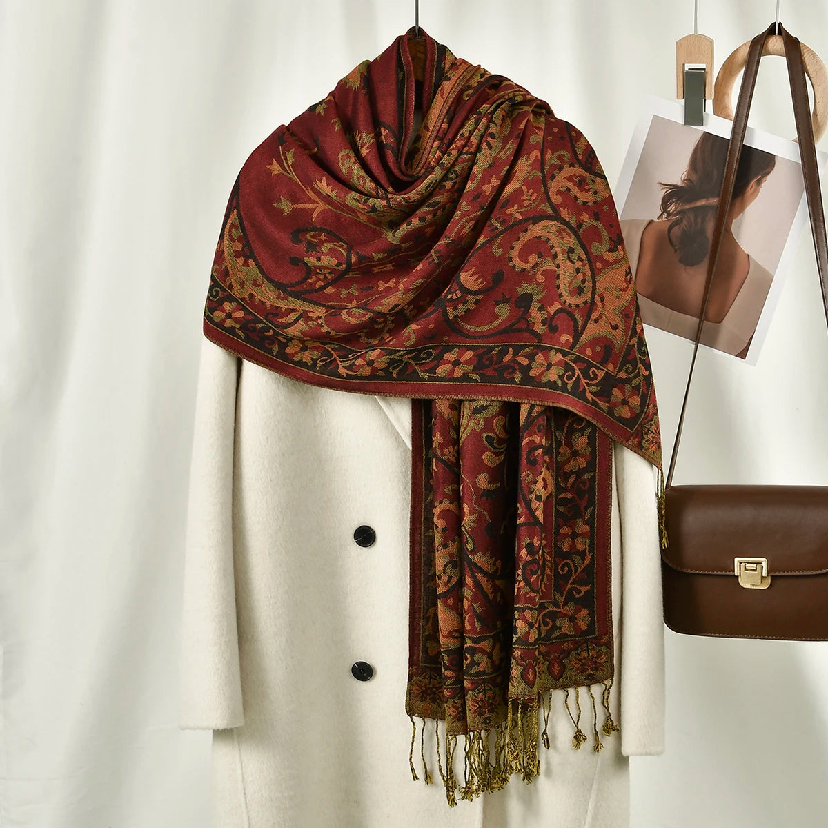 Women's Ethnic Paisley Pattern Large Scarf & Shawl
